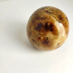 Vintage Round Marble Stone Paperweight Brown Tan